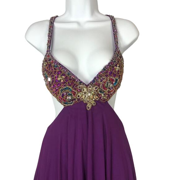 Dave & Johnny sexy side and back cutout with jewels & Sequence purple size 2 - Picture 5 of 12